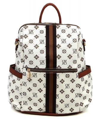CM Monogram Striped Convertible Backpack CM2706 IVORY